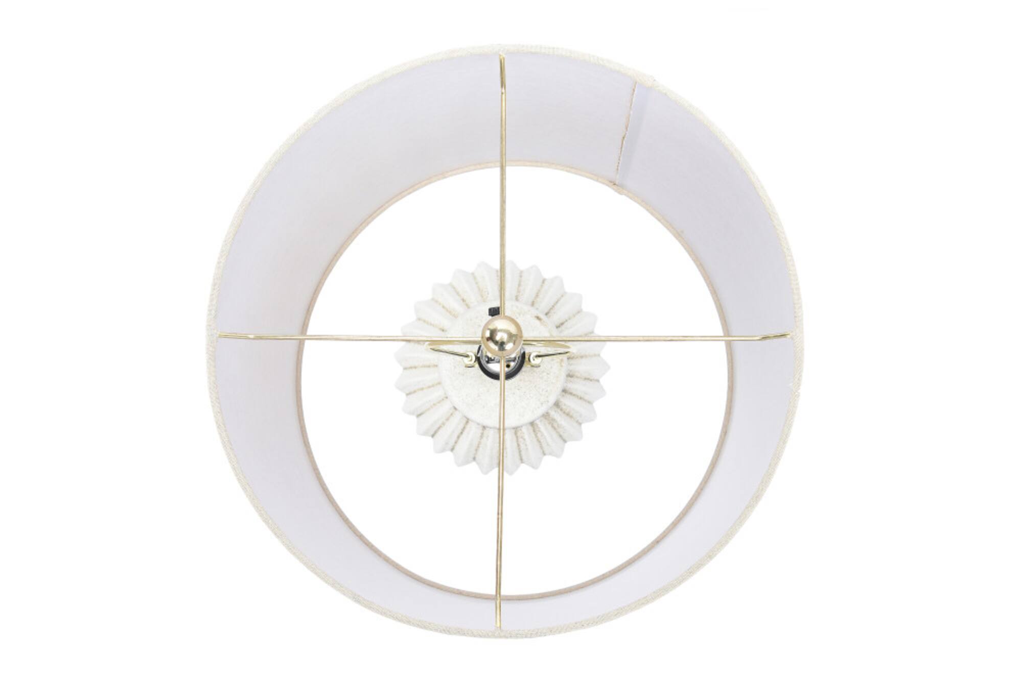 Hello Honey® 22" Distressed White Finish Fluted Terracotta Table Lamp with Linen Shade